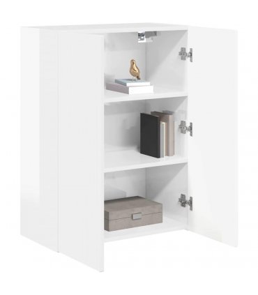 vidaXL TV Wall Cabinet Wall-mounted High Gloss White 59.5 x 31 x 80 cm