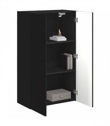 vidaXL TV Wall Cabinet Black 59.5 x 31 x 100 cm Engineered Wood