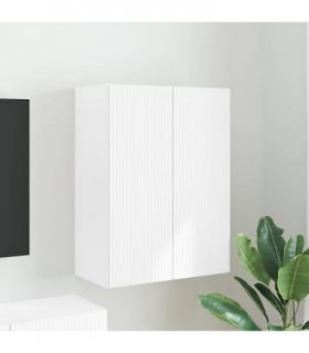 vidaXL TV Wall Cabinet White 59.5 x 31 x 80 cm Engineered Wood