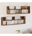 vidaXL Magazine Rack 2 pcs Old Wood 100 x 12 x 30 cm Engineered Wood