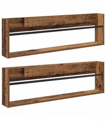 vidaXL Magazine Rack 2 pcs Old Wood 100 x 12 x 30 cm Engineered Wood