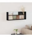 vidaXL Magazine Rack Black Oak 80 x 12 x 30 cm Engineered Wood