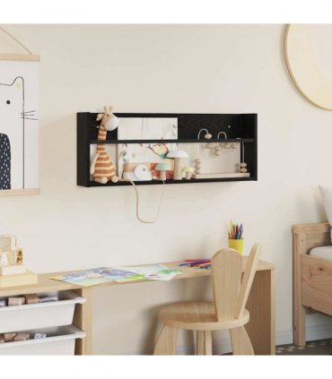 vidaXL Magazine Rack Black Oak 80 x 12 x 30 cm Engineered Wood