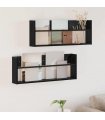vidaXL Magazine Rack 2 pcs Black Oak 80 x 12 x 30 cm Engineered Wood