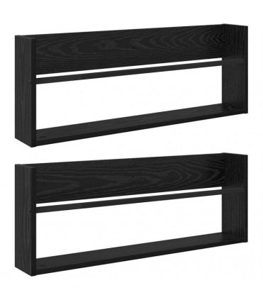 vidaXL Magazine Rack 2 pcs Black Oak 80 x 12 x 30 cm Engineered Wood