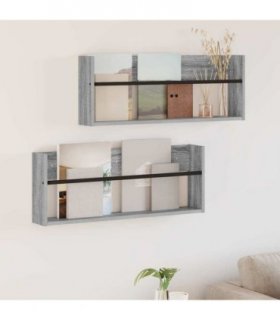 vidaXL Magazine Rack 2 pcs Grey Sonoma 80 x 12 x 30 cm Engineered Wood
