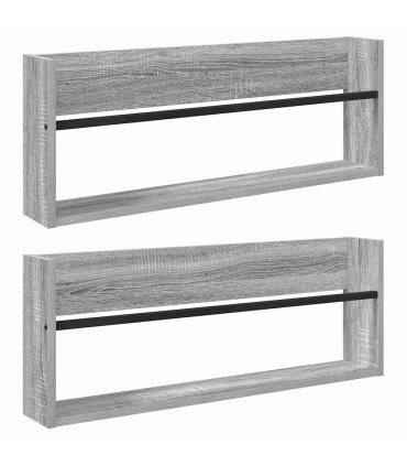 vidaXL Magazine Rack 2 pcs Grey Sonoma 80 x 12 x 30 cm Engineered Wood