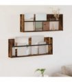 vidaXL Magazine Rack 2 pcs Smoked Oak 80 x 12 x 30 cm Engineered Wood