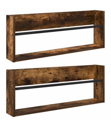 vidaXL Magazine Rack 2 pcs Smoked Oak 80 x 12 x 30 cm Engineered Wood