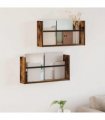 vidaXL Magazine Rack 2 pcs Smoked Oak 60 x 12 x 30 cm Engineered Wood