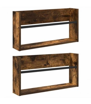 vidaXL Magazine Rack 2 pcs Smoked Oak 60 x 12 x 30 cm Engineered Wood