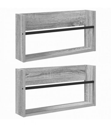 vidaXL Magazine Rack 2 pcs Grey Sonoma 60 x 12 x 30 cm Engineered Wood
