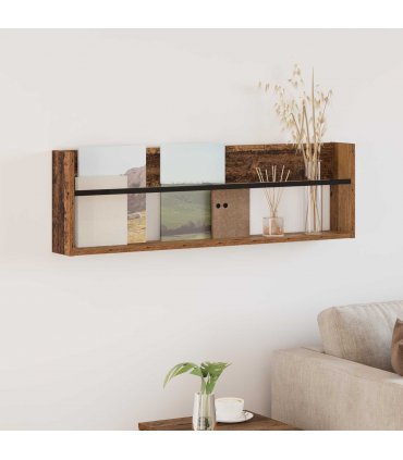 vidaXL Magazine Rack Old Wood 100 x 12 x 30 cm Engineered Wood