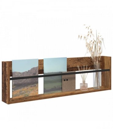 vidaXL Magazine Rack Old Wood 100 x 12 x 30 cm Engineered Wood