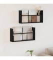 vidaXL Magazine Rack 2 pcs Black Oak 60 x 12 x 30 cm Engineered Wood