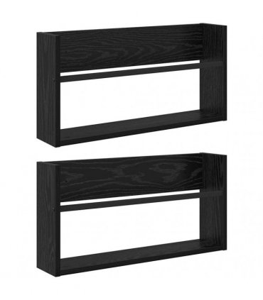vidaXL Magazine Rack 2 pcs Black Oak 60 x 12 x 30 cm Engineered Wood