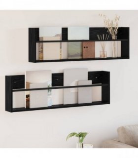 vidaXL Magazine Rack 2 pcs Black Oak 100 x 12 x 30 cm Engineered Wood