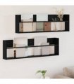vidaXL Magazine Rack 2 pcs Black Oak 100 x 12 x 30 cm Engineered Wood
