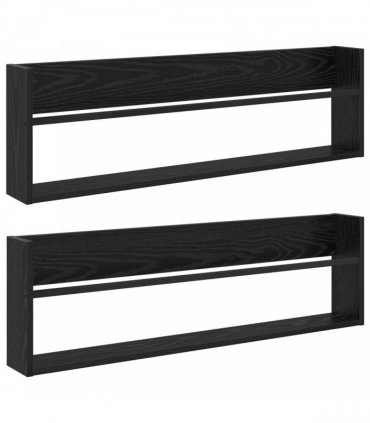 vidaXL Magazine Rack 2 pcs Black Oak 100 x 12 x 30 cm Engineered Wood