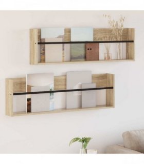 vidaXL Magazine Rack 2 pcs Sonoma Oak 100 x 12 x 30 cm Engineered Wood