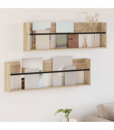 vidaXL Magazine Rack 2 pcs Sonoma Oak 100 x 12 x 30 cm Engineered Wood