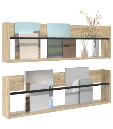 vidaXL Magazine Rack 2 pcs Sonoma Oak 100 x 12 x 30 cm Engineered Wood