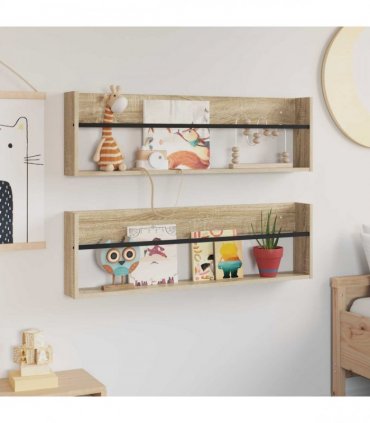 vidaXL Magazine Rack 2 pcs Sonoma Oak 100 x 12 x 30 cm Engineered Wood