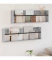 vidaXL Magazine Rack with Shelf 2 pcs Grey Sonoma 100 x 12 x 30 cm