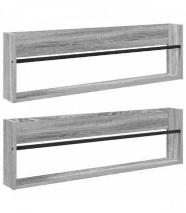 vidaXL Magazine Rack with Shelf 2 pcs Grey Sonoma 100 x 12 x 30 cm