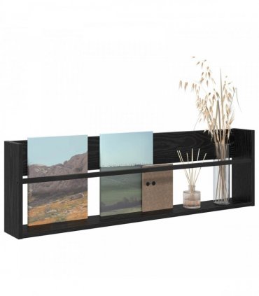 vidaXL Magazine Rack Black Oak 100 x 12 x 30 cm Engineered Wood