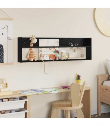 vidaXL Magazine Rack Black Oak 100 x 12 x 30 cm Engineered Wood