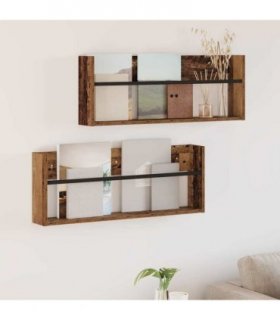 vidaXL Magazine Rack 2 pcs Old Wood 80 x 12 x 30 cm Engineered Wood