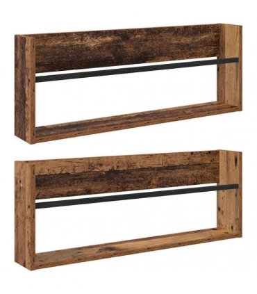 vidaXL Magazine Rack 2 pcs Old Wood 80 x 12 x 30 cm Engineered Wood