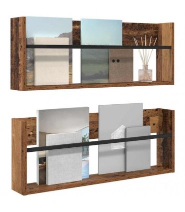 vidaXL Magazine Rack 2 pcs Old Wood 80 x 12 x 30 cm Engineered Wood