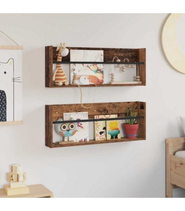 vidaXL Magazine Rack 2 pcs Old Wood 80 x 12 x 30 cm Engineered Wood