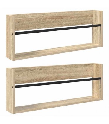 vidaXL Magazine Rack 2 pcs Sonoma Oak 80 x 12 x 30 cm Engineered Wood