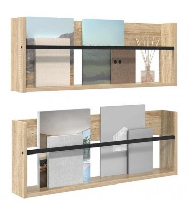 vidaXL Magazine Rack 2 pcs Sonoma Oak 80 x 12 x 30 cm Engineered Wood