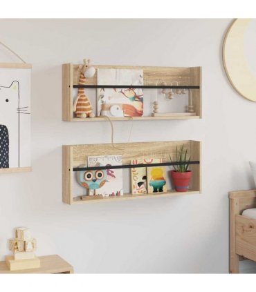 vidaXL Magazine Rack 2 pcs Sonoma Oak 80 x 12 x 30 cm Engineered Wood