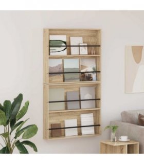vidaXL Magazine Rack 2 pcs Sonoma Oak 80 x 12 x 70 cm Engineered Wood