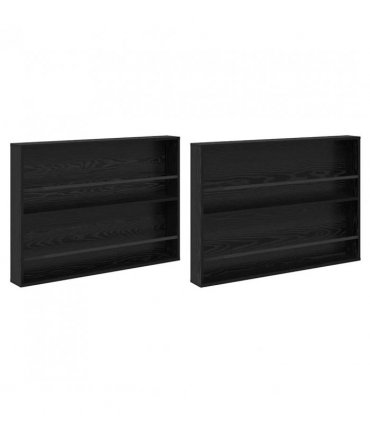 vidaXL Magazine Rack 2 pcs Black Oak 100 x 12 x 70 cm Engineered Wood