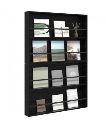 vidaXL Magazine Rack 2 pcs Black Oak 100 x 12 x 70 cm Engineered Wood