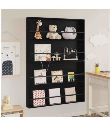 vidaXL Magazine Rack 2 pcs Black Oak 100 x 12 x 70 cm Engineered Wood