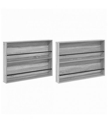 vidaXL Magazine Rack with Shelf 2 pcs Grey Sonoma 100 x 12 x 70 cm