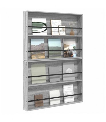 vidaXL Magazine Rack with Shelf 2 pcs Grey Sonoma 100 x 12 x 70 cm