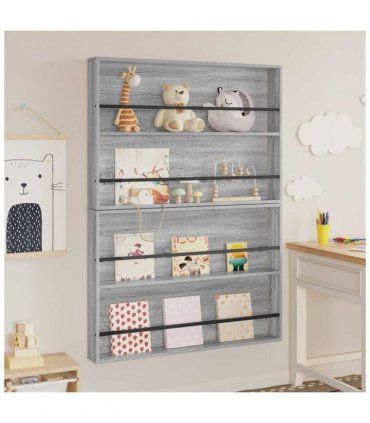 vidaXL Magazine Rack with Shelf 2 pcs Grey Sonoma 100 x 12 x 70 cm