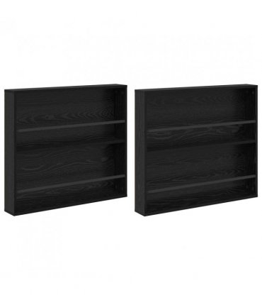 vidaXL Magazine Rack 2 pcs Black Oak 80 x 12 x 70 cm Engineered Wood