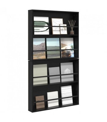 vidaXL Magazine Rack 2 pcs Black Oak 80 x 12 x 70 cm Engineered Wood