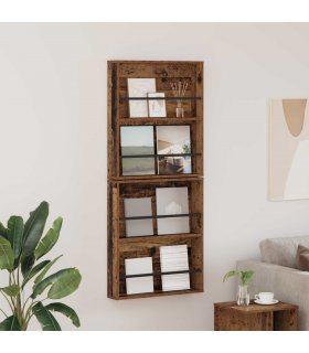 vidaXL Magazine Rack 2 pcs Old Wood 60 x 12 x 70 cm Engineered Wood