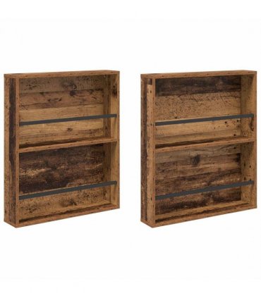 vidaXL Magazine Rack 2 pcs Old Wood 60 x 12 x 70 cm Engineered Wood