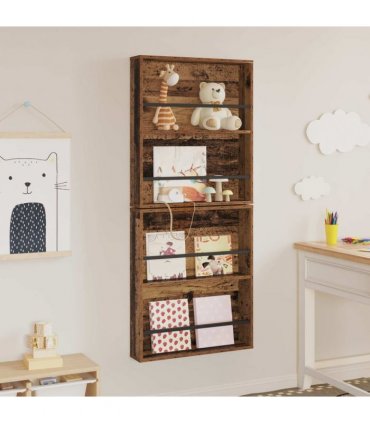 vidaXL Magazine Rack 2 pcs Old Wood 60 x 12 x 70 cm Engineered Wood